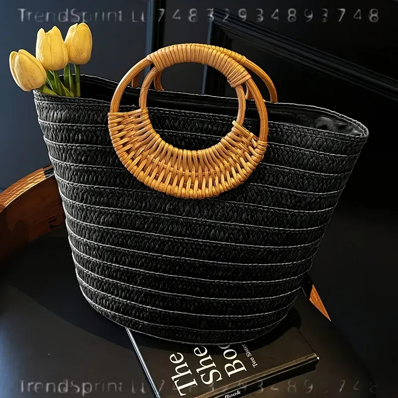 Women Summer Woven Paper Tote  - огляд і ціна Tote Bag Beach